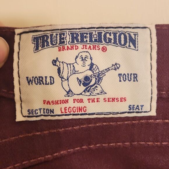 True Religion World Tour Leggings w/ Pocket Flaps in Grape Size 33 US 16 NWT - Picture 12 of 12